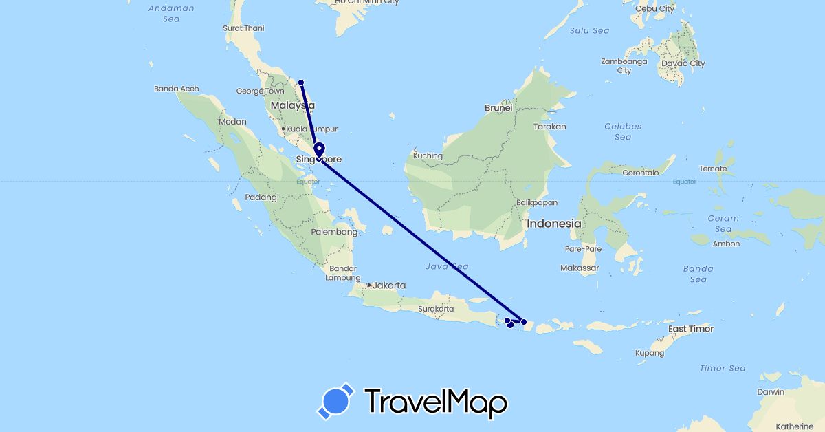 TravelMap itinerary: driving in Indonesia, Malaysia, Singapore (Asia)